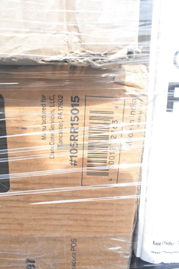 Box labeled #105RR15015, manufactured for Clark Core Services, LLC, Lancaster, PA. Suitable for auction clearance lot.