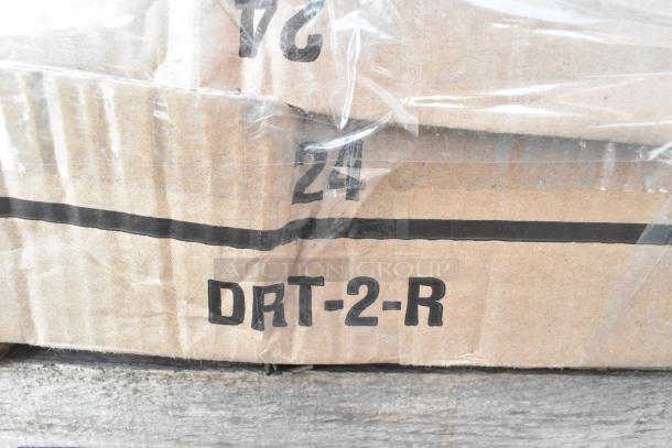 Cardboard packaging labeled "24 DRT-2-R" with protective plastic wrap. Contains new scratch and dent items.