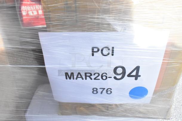 "32 new scratch and dent items wrapped, includes hairnets, paper towels, cups, gloves; marked PCI MAR26-94, 876."