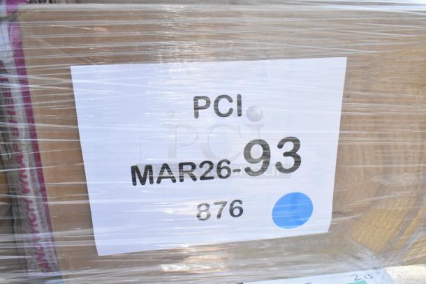37 new scratch and dent items including bags, lids, foam cups, wrapped on pallet with label "MAR26-93, PCI, 876".