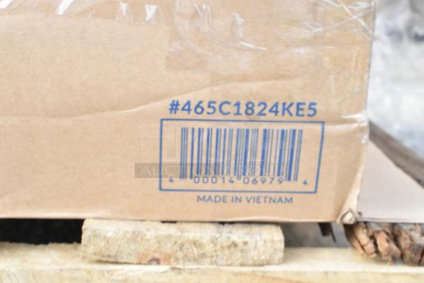 Cardboard box with barcode #465C1824KE5, marked "Made in Vietnam," on wooden pallet. Contains 32 new and scratch & dent items.