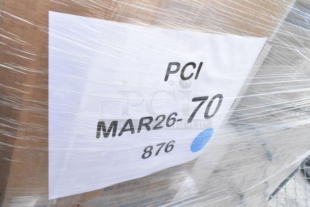 Pallet of 32 new scratch and dent items including containers, cold cups, gloves, labeled "MAR26-70."