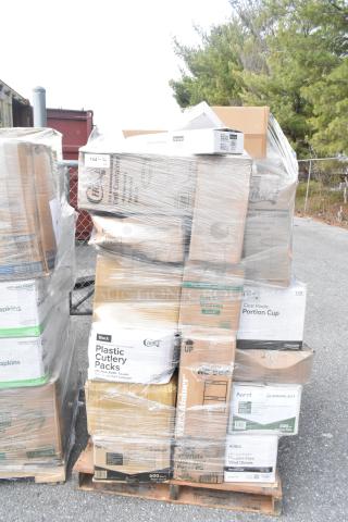 34 BRAND NEW SCRATCH AND DENT! Items Including Containers, Guest Towels, Bath Tissue, Shot Glasses. See Description for Details. 34 Times Your Bid! MAR26-98