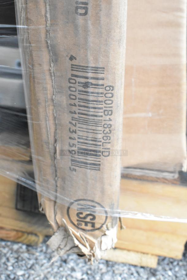 Cardboard packaging labeled "6001B1836LID" with NSF marking, containing new scratch and dent items.