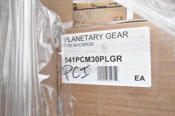 Cardboard box labeled "Planetary Gear for 541CMIX30, 541PCM30PLGR, PCI." New condition, part of 40-item auction lot.