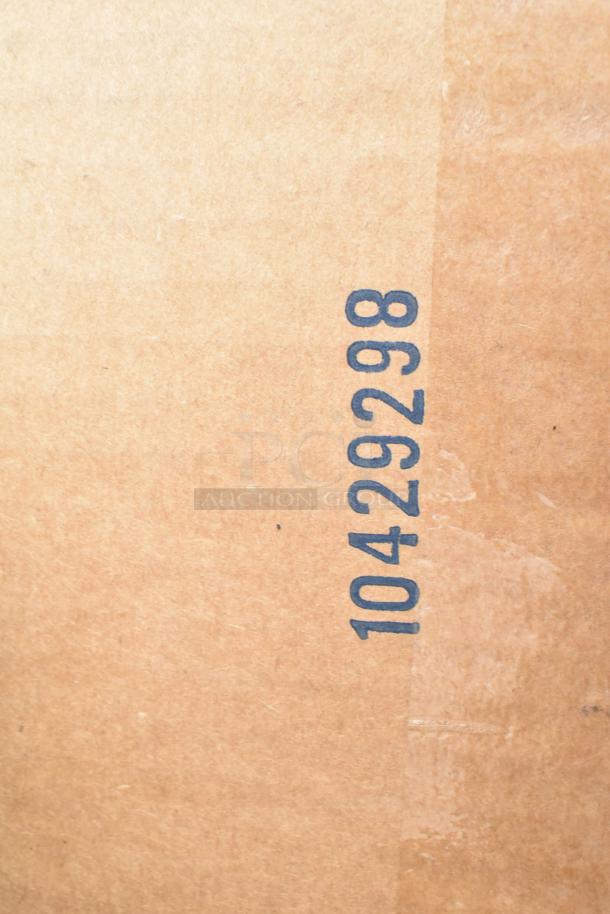 Cardboard box with the number "10429298" printed in blue. Part of an auction lot, contains 40 scratch and dent items including planetary gear, beer mugs, glasses, and platters.