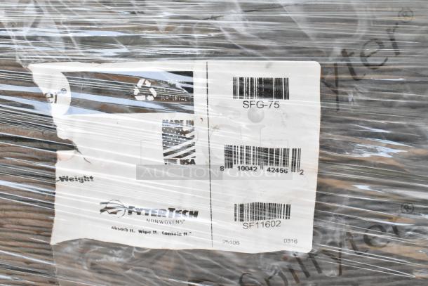 Shrink-wrapped pallet with 14 new scratch and dent items, featuring visible labels and barcodes reading SFG-75 and SF11602.