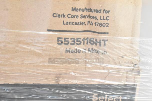 Cardboard box labeled "Manufactured for Clark Core Services, LLC, Lancaster, PA 17602, 5535116HT, Made in Mexico," wrapped in plastic.