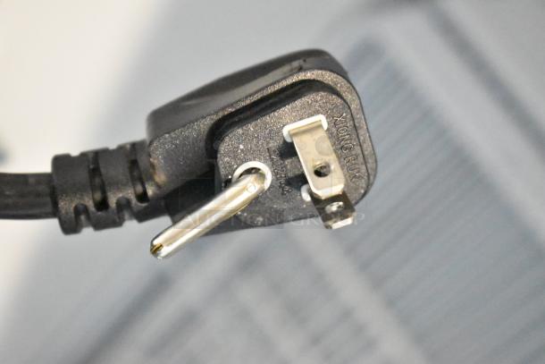 Power plug of 2019 Habco SE18HC commercial cooler, 115 volts, 1 phase. Plug features visible text markings.