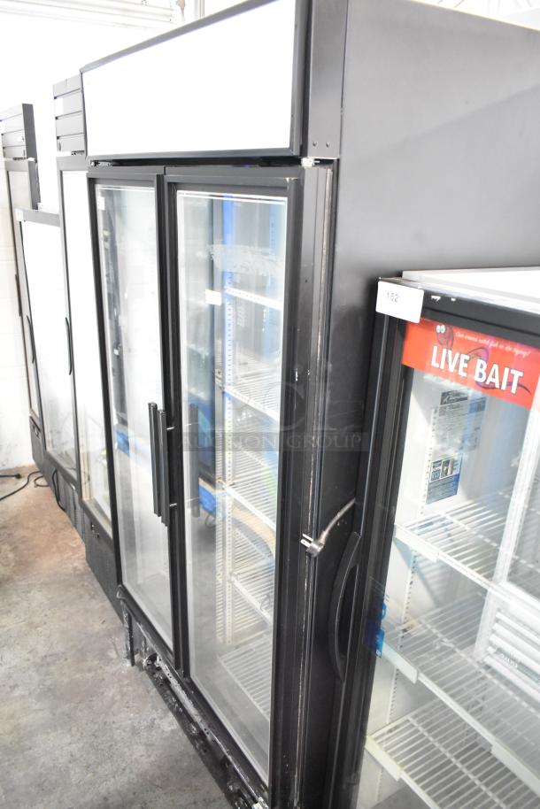 True GDM-35F-LD commercial freezer merchandiser, two glass doors, 115 volts, 1 phase, in good condition.