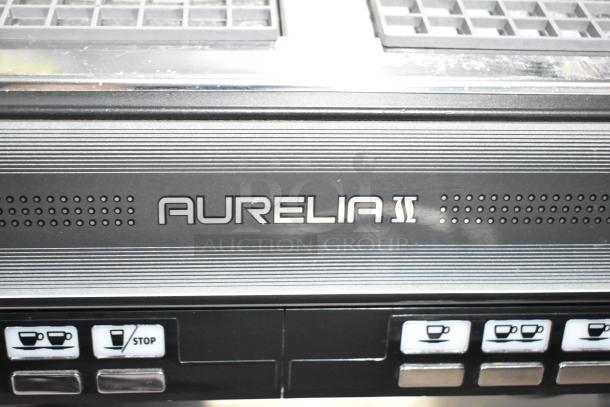 Nuova Simonelli Aurelia II 2 Group Espresso Machine, 208-220V, black controls, with Aurelia II branding and two steam wands.