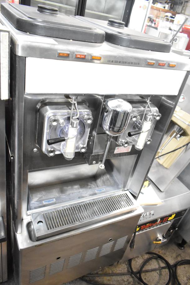 Taylor 342D-27 stainless steel commercial frozen beverage machine, dual flavor, drink mixer, air cooled, on casters, 208-230V.