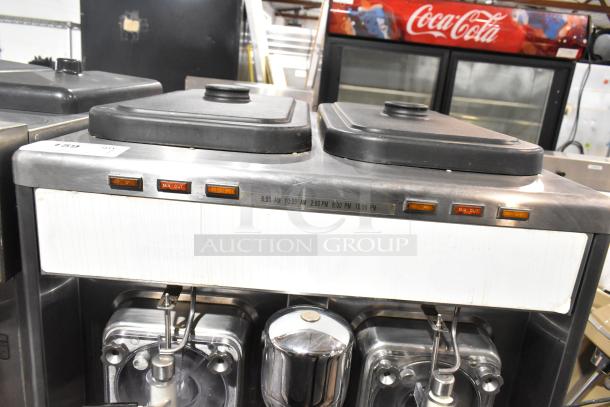 Taylor 342D-27 stainless steel commercial frozen beverage machine, dual flavor with drink mixer, on casters, 208-230V, 1 phase.