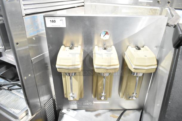 Silver King Commercial 3 Head Frozen Drink Mixer, 115V, 1 Phase, beige heads, stainless steel body, auction tag visible.