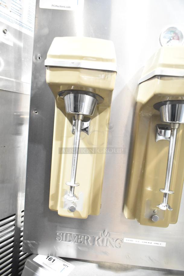 Silver King commercial 3 head frozen drink mixer, 115 volts, 1 phase, beige. Features Silver King logo, tags present.