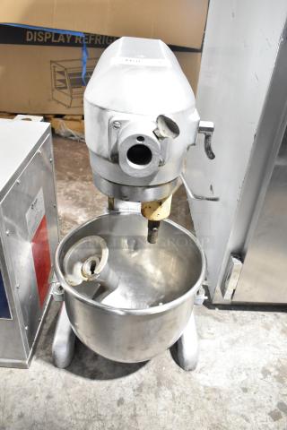 Hobart A200 20 Quart Dough Mixer with mixing bowl and dough hook, 115V, 1 phase, used condition, visible wear.