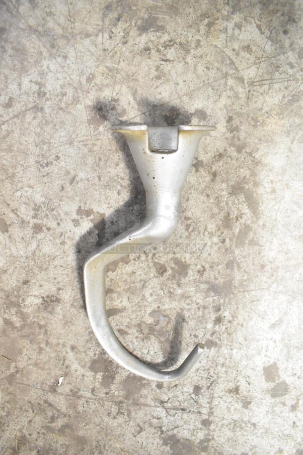 Hobart A200 dough hook attachment, metal, suitable for 20-quart planetary mixer. Solid condition, compatible with 115V, 1 phase model.