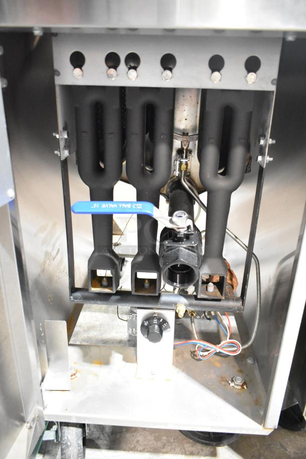 Cook Rite ATFS-40 commercial gas fryer. Inner view with heating tubes, control valve, 102,000 BTU. Good condition.