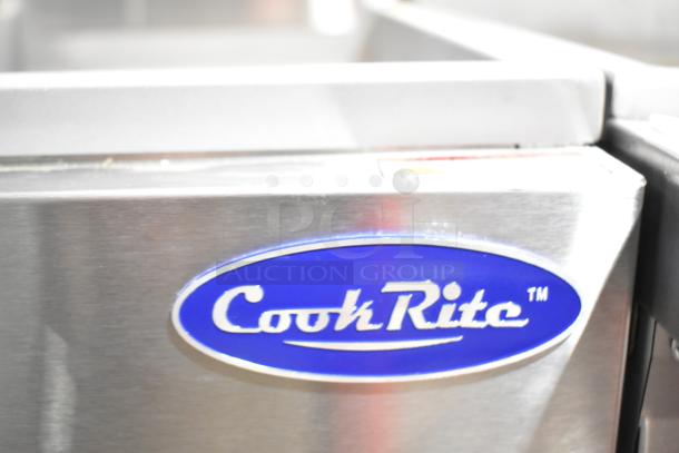 Cook Rite ATFS-40 commercial gas fryer with 102,000 BTU, stainless steel body, brand logo visible, floor style unit.