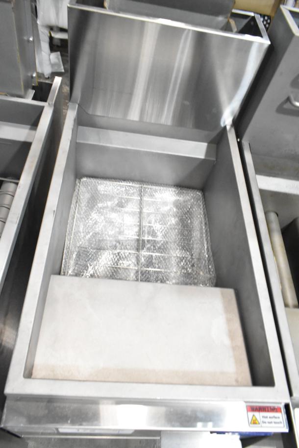 Cook Rite ATFS-40 gas fryer, 102,000 BTU, stainless steel, floor style, commercial use, pristine condition.