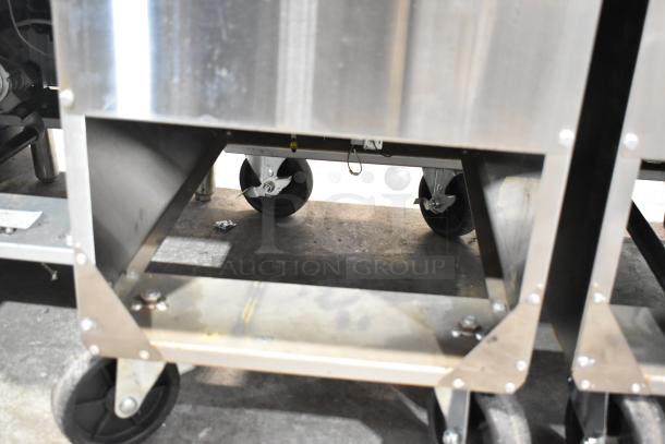 Cook Rite ATFS-40 gas fryer, 102,000 BTU, floor model. Features durable stainless steel, caster wheels for mobility.