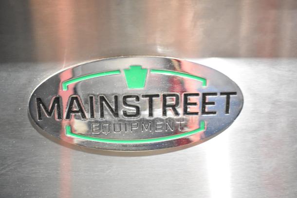 "Mainstreet Equipment" logo on a stainless steel 2022 Mainstreet 541FF40N Commercial Natural Gas Deep Fat Fryer.