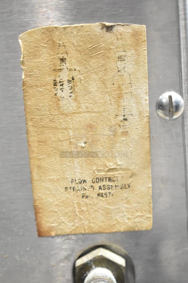 Bunn Commercial 3 Burner Coffee Machine, 115V, 1 Phase. Visible label indicates "Flow Control Strainer Assembly No. 4457".