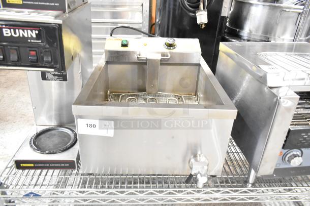 Carnival King DFC1800 25 lb. Funnel Cake/Donut Fryer, 120V, 1 Phase, stainless steel, used condition, visible controls and tap.