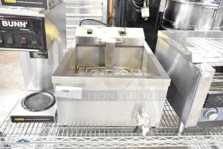 Carnival King DFC1800 25 lb. Funnel Cake/Donut Fryer, 120V, 1 Phase, stainless steel, used condition, visible controls and tap.