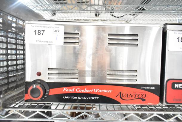 Avantco 7800 Commercial Countertop Food Warmer, 120 Volts, with adjustable temperature dial, stainless steel exterior.