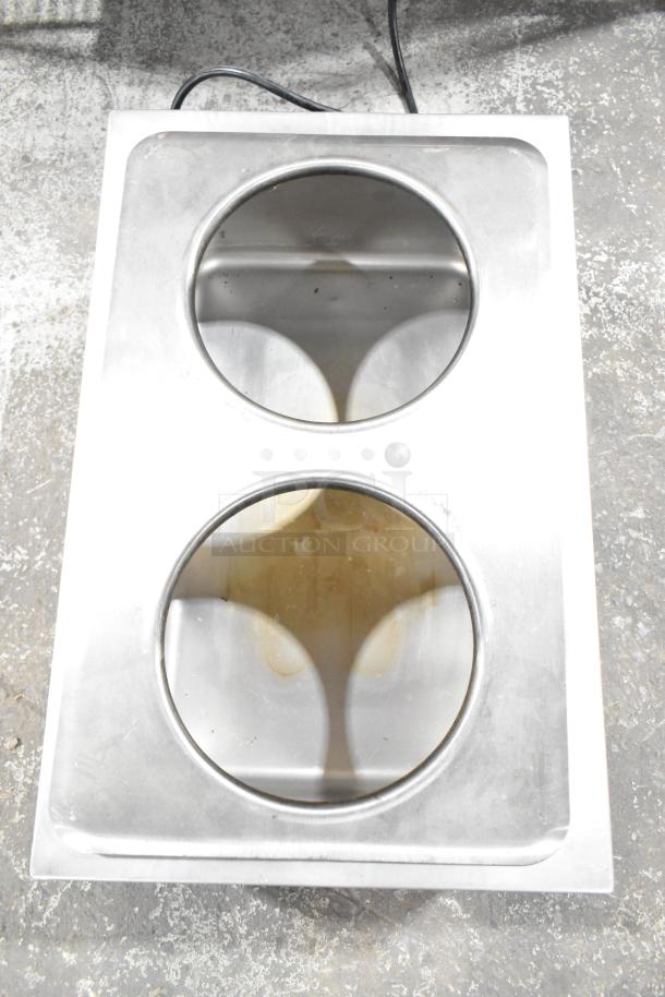 Avantco 7800 Commercial Countertop Food Warmer, stainless steel, 120 volts, dual compartment design, used condition.