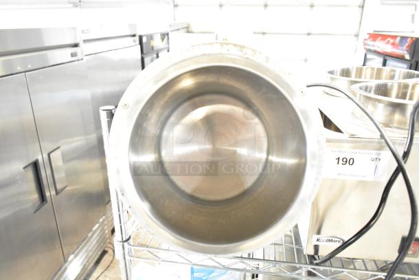 Glenray 102180 Commercial Soup Kettle Food Warmer, stainless steel, 120 volts, countertop model, auction tag visible.