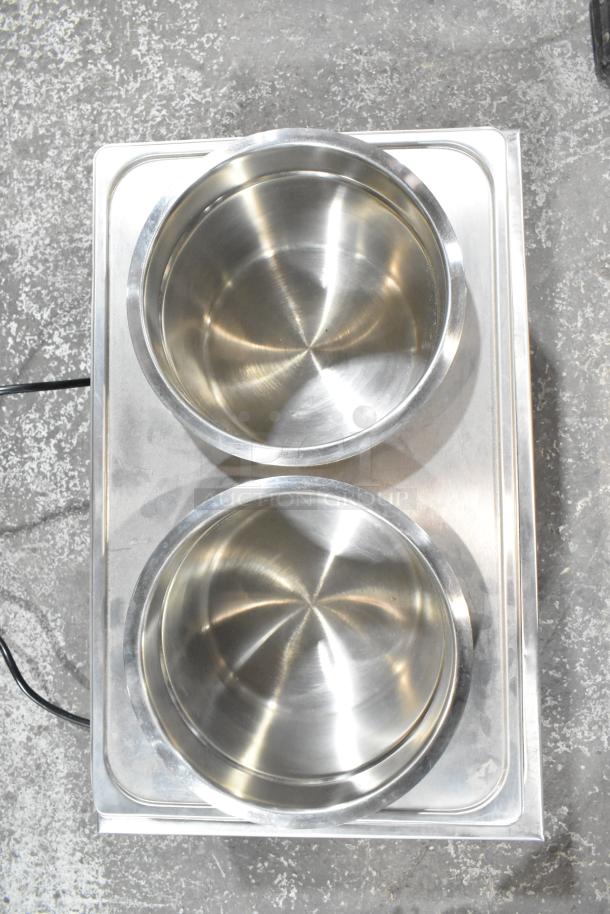 Brand new KoolMore VFW-4 commercial countertop food warmer. Dual stainless steel pans. 2023 model, 110 volts, 1 phase.