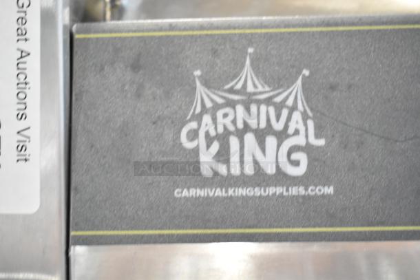 Carnival King 382HDRG24 commercial hot dog roller, model 2021. Features countertop design, 120 volts, 1 phase, logo visible.