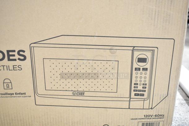 BRAND NEW SCRATCH AND DENT Commercial Chef Countertop Microwave, 120V, 1 Phase, in original packaging.