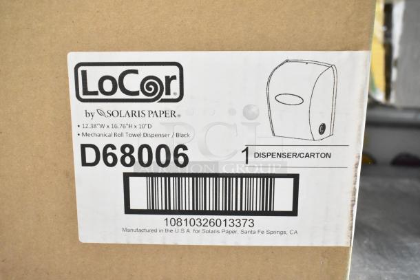 LoCor D68006 Wall Mount Dispenser, scratch and dent, mechanical roll towel, black, 12.38"x16.76"x10", new in box.