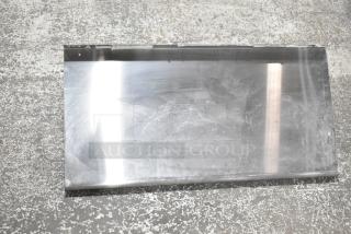 Stainless steel wall mount shelf, rectangular shape, visible surface scratches, good condition, ideal for kitchen use.