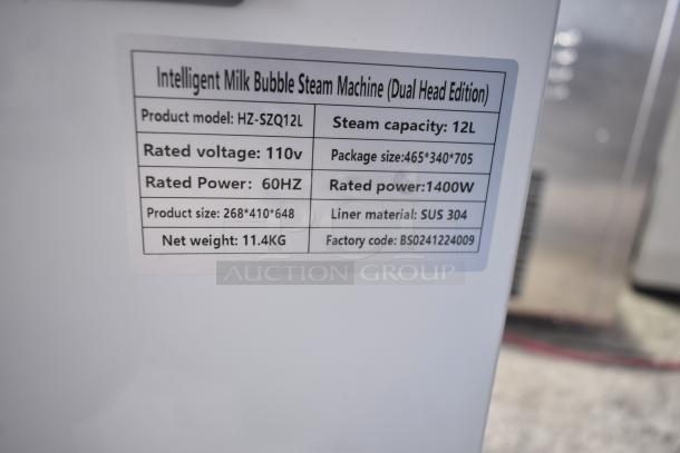 BRAND NEW SCRATCH AND DENT! Commercial Steam Milk Frother, model HZ-SZQ12L, 12L capacity, 1400W, SUS 304 liner.