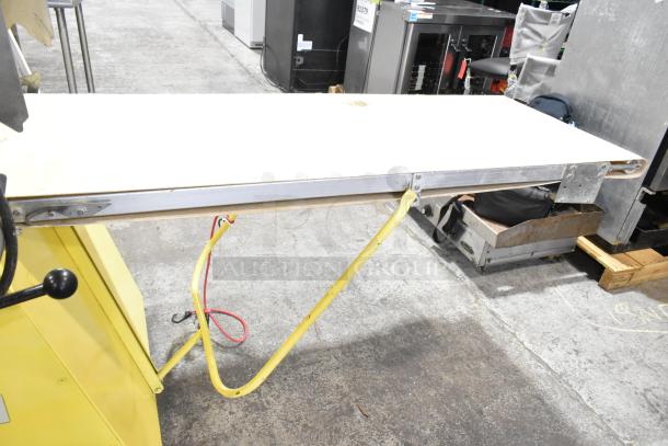 Rondo Seewer SSOR3 C commercial dough sheeter; reversible, floor style, 208/250V, 1 phase; visible wear on surface.