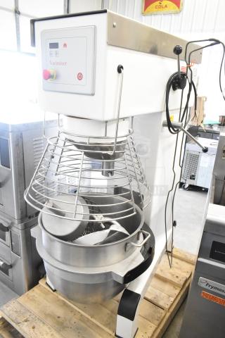 Brand new 2021 Varimixer V80A, 80-quart planetary dough mixer with bowl, guard, dough hook, whisk, paddle. 208V, 3-phase.