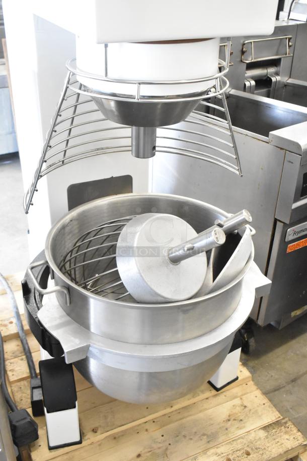Brand new Varimixer V80A 80-quart dough mixer with bowl, guard, hook, whisk, paddle; 208V, 3-phase.