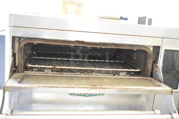2019 Turbochef HHD Commercial Double Batch Oven, stainless steel, used, showing open door and interior racks.