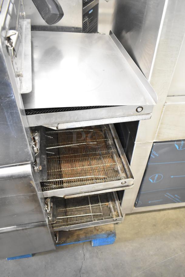 Turbochef HhC2020 commercial electric conveyor oven with equipment stand, 208/240V, 3-phase, stainless steel.