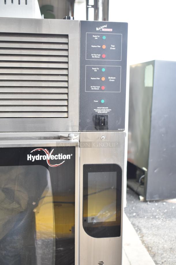 Blodgett HVH-100E HydroVection oven, new condition, 208V, 3 phase, includes hood. Control panel with indicator lights visible.