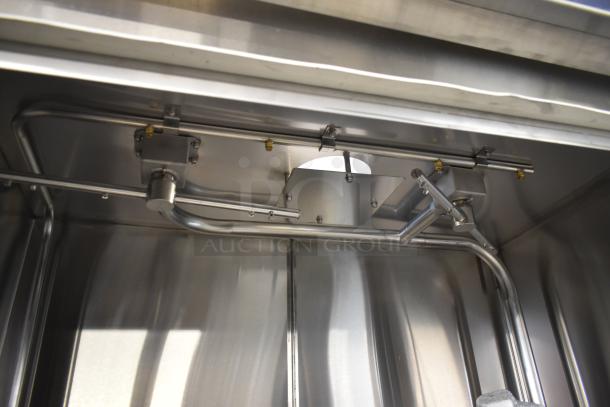 Douglas SD-20-ELEL stainless steel commercial pot/pan washer interior. 480 volts, 3 phase, floor style in new condition.