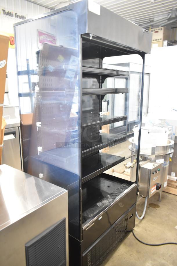 Hussmann MDN3575B1A 35" vertical open air cooler, black finish, 120 volts, 1 phase, multiple shelves, excellent condition.