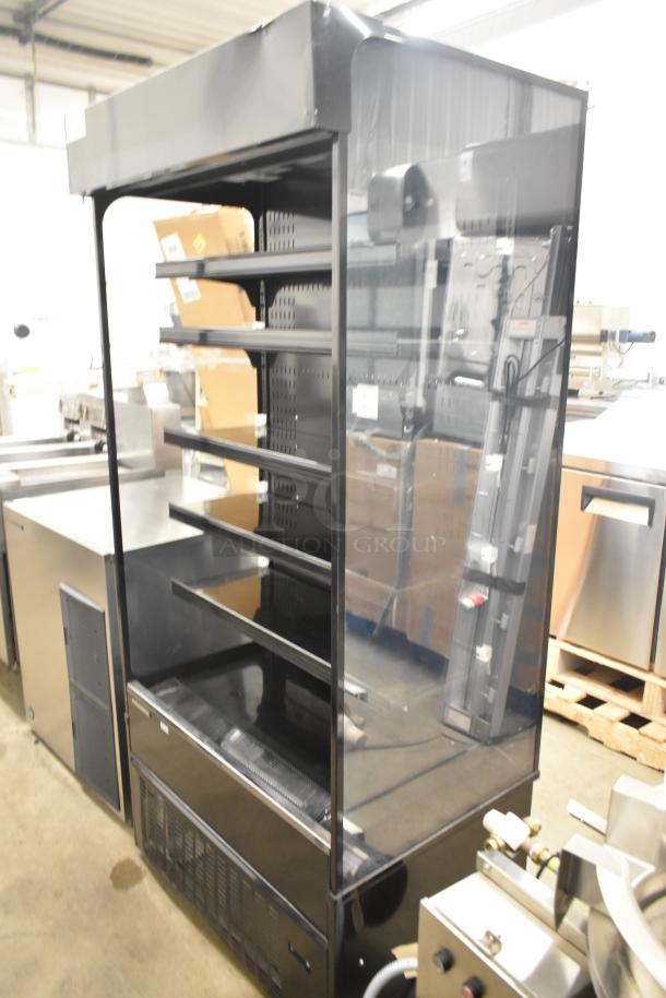 Hussmann MDN3575B1A 35" vertical open air cooler, black finish, five shelves, 120 volts, commercial use, excellent condition.