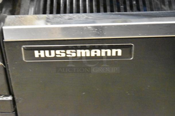 Hussmann MDN3575B1A commercial 35" vertical open air cooler, black finish, visible Hussmann logo, for 120 volts, 1 phase.