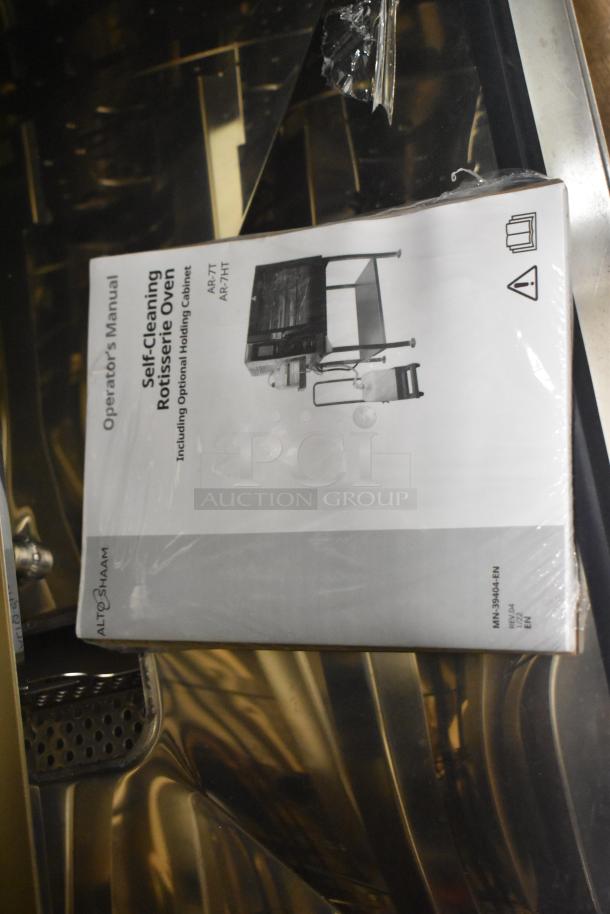 New Alto Shaam AR-7T Rotisserie Oven with manual shown. Commercial use, 380-415V, 1 Phase. Scratch and dent condition.