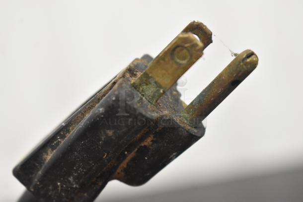 Hobart PD-70 power drive plug close-up, shows wear and corrosion, 115 volts, 1 phase. No blade or frame included.